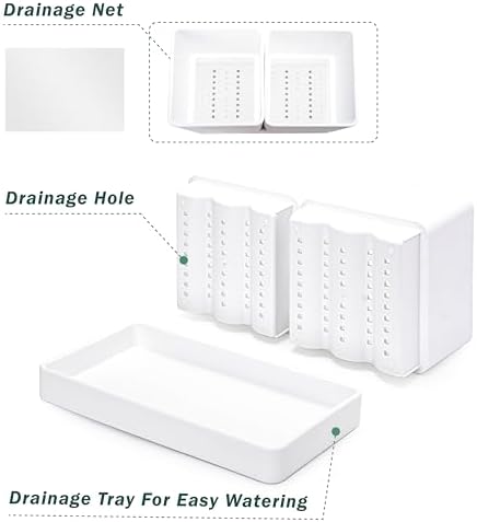 D'vine Dev 2-Pack Herb Garden Planter Set with Saucer, White, 76-Q-A-2 - Image 4
