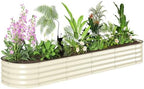 Outsunny 8' x 2' x 1' Galvanized Raised Garden Bed Kit, Cream by Outsunny