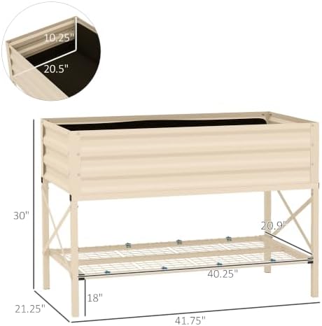 Outsunny Raised Garden Bed with Galvanized Steel Frame, Cream - Image 7