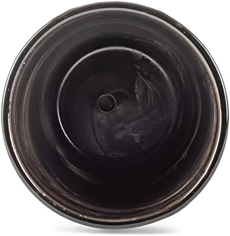 Ceramic Planter with Trellis Pattern and Attached Saucer, 5" (Black) - Image 4