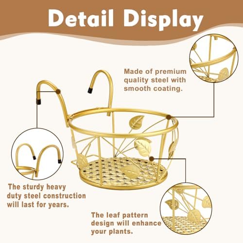 3 Pack Hanging Planter Holders, Golden - Image 4