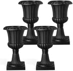 12 Inch 2 Pack Large Urn Planters For Outdoor Plants, 19.6" Tall Classic Plastic Flower Pots, Vintage Decorative Planter For Front Porch Entryway Patio Garden Wedding Home Decor (Black, 4 pcs) - Image 2