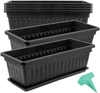 JOIKIT 17 Inches Black Plastic Planter Box, 6 Packs, Good Drainage, Indoor Outdoor Usage, for Garden, Windowsill, Patio, Balcony by JOIKIT