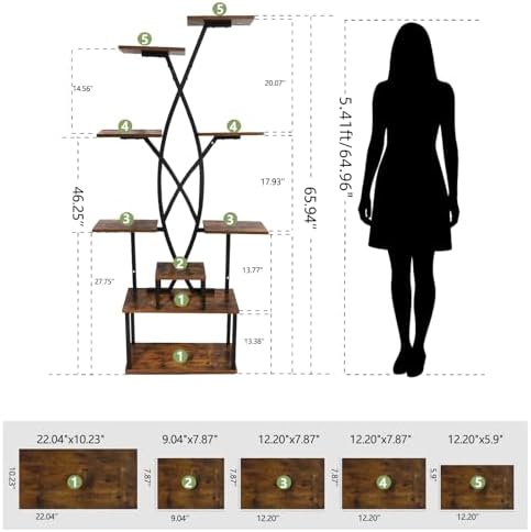 9 Tier 66" Tall Plant Stand with Grow Lights for Indoor Plants（Black） - Image 5