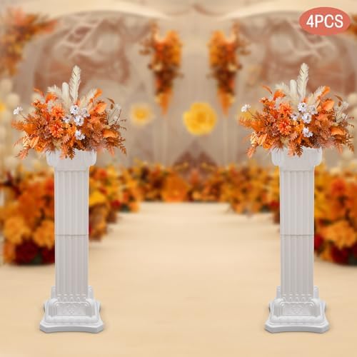 Wedding Roman Columns 4 Pcs 35.4" Plastic Column Stand Roman Pillar Greek Column Statue Plant Stand Elegant Wedding Event Party Decorative Column Pedestal Flower Holder (Type C, 4Pcs, 11.81x35.43 Inch) - Image 4