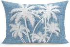 Outdoor Pillow Waterproof 1 Pack, Tropical Palm Tree Patio Throw Pillows for Couch Bed Sofa with Insert, Vintage Sky Blue Exotic Botanical Plants Decorative Reading/Camping Pillow Set 12x20 Inch by Unknown