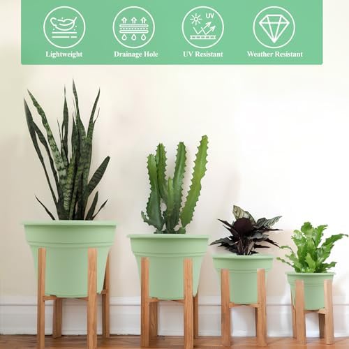 Pottiffe Plant-Pots-Planters-Indoor-Outdoor, 11 inch 4 Pack Green - Image 3