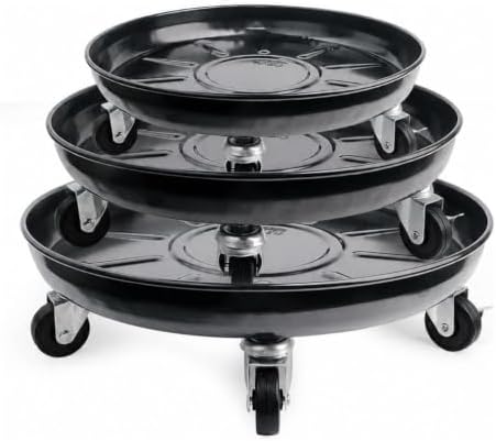 Choclaif 3 Pack Plant Caddy with Wheels, 12/14/16 Inch Heavy Duty Metal Rolling Plant Stands for Large Pots, Indoor & Outdoor, Black by Goodhelperforhome