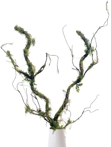 43 inches Moss Twig Vines Artificial Trees Branches Jungle Climber Fake Greenery Twigs Trunk with Greenery for Home Decor Garden Landscape Hanging Reptile Habitat Decor (Green - Pack of 2) - Image 3