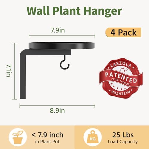 LASZOLA Plant Hanger Holder Window Shelf Wall Mounted Indoor, 4 Pcs Black - Image 2