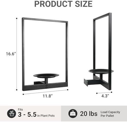 Plant Wall Shelf, Metal Modern Style Frame, Picture Wall Plant Holder, Plant Frames for Living Space Decor Display Stand for Living Room Balcony Garden Patio (3 PACK(BLACK )) - Image 3