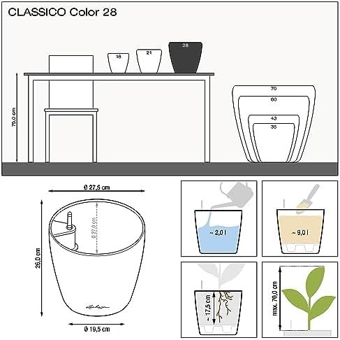 Classico Color 28 Slate, Self-Watering Round Planter, D11 H10.2 in - Image 4
