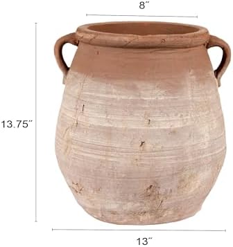 Creative Co-Op Large Orange & Whitewashed Terracotta Urn - Image 2