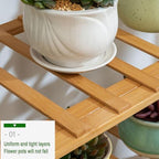 Plant Stand, Bamboo Flower Pot Display Rack Modern Flower Shelf Living Room Floor-Standing Multi-Layer Foldable Indoor Balcony Succulents Ladder Shelf,B-100 * 25 * 39cm - Image 3