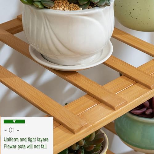 Plant Stand, Bamboo Flower Pot Display Rack Modern Flower Shelf Living Room Floor-Standing Multi-Layer Foldable Indoor Balcony Succulents Ladder Shelf,B-50 * 25 * 39cm - Image 3
