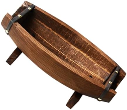 Wooden Half Barrel Flower Pot for Indoor Outdoor Succulents Coffee by MAGICLULU