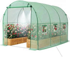 VEVOR Walk-in Tunnel Greenhouse, 10 x 7 x 7 ft Hoop House Greenhouse Tunnel with Watering System, Plant Hot House with Steel Frame, PE Cover, Roll-Up Zipper Door and 6 Windows for Outdoors, Green by VEVOR