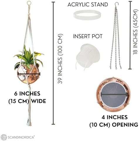 SCANDINORDICA Disco Ball Planter, Value Package, 6-inch Rose Gold - Image 3