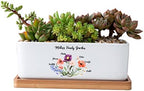 Personalized Birth Month Flower Plant Pot with Kids Names,Custom Grandma's Garden Ceramic Succulent Planter with Bamboo Tray Indoor Outdoor Home Decor Plants, for Mom Grandma,B4 by Uitwaieen