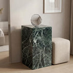 YKAJO Emerald Green Marble Pedestal Side Table, 20" H Plant Display Stand - Image 7
