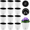 Planterhoma 5 Inch Self Watering Pots for Indoor Plants, 12 Packs African Violet Pots with Indicator, Black Wick Pot with Drainage Holes, Self Watering Planters for Orchid, Devil's Ivy, White by Planterhoma