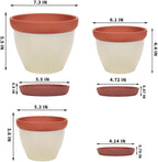 Yishang Glazed Terracotta Pots with Saucers, Set of 3, 5", 6", and 7" Sizes, Ceramic Clay Planter Pots with Drainage Holes - Yellow - Image 2