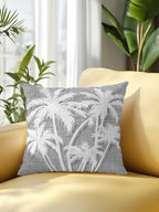 Throw Pillow 16x16 Inch, Coastal Palm Tree Waterproof Outdoor Pillow Covers for Patio with Insert, Tropical Plants Botanical Vintage Gray Decorative Pillowcase Cushion for Couch, Sofa, Bed, Garden - Image 2