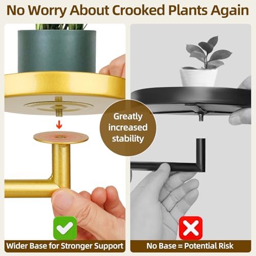 Rotating Window Plant Shelves with Adjustable Knobs, 4 Tiers Metal Wall Shelf for Plants Indoor, Sturdy Hanging Plant Holder, Window Wall Decor & Gardening Gifts (Golden) - Image 3