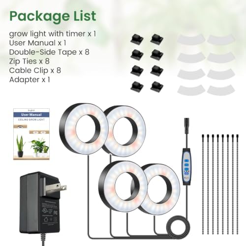 Kullsinss 3.5" Grow Lights for Indoor Plants, 24W Full Spectrum Plant Light - Image 7