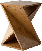 COZAYH Rustic Farmhouse Geometric Style End Table with Twisted X Base, Modern Square Accent Side Table for Living Room, Bedroom, or Office, Brown by COZAYH