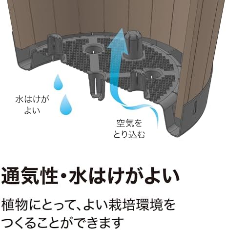 Takasho PPW-02LN Wood Barrel Planter, Deep Type, L, Depth 16.1 x Height 15.7 x Width 16.1 inches (41 x 40 x 41 cm), - Image 7