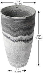 Algreen 43429 Acerra 12 Inch Diameter x 20 Inch Tall Curved Yard and Patio Vase Garden Flower Plant Planter Pot, Marble (2 Pack) - Image 7