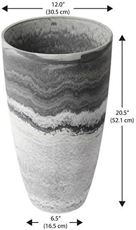 Algreen 43429 Acerra 12 Inch Diameter x 20 Inch Tall Curved Yard and Patio Vase Garden Flower Plant Planter Pot, Marble (2 Pack) - Image 7