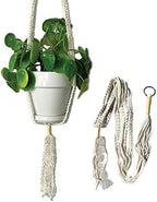 Joyfulmuze White Crystal Macrame Planters Indoor, Plant Hangers for Wall and Ceiling, 5 Natural Clear Quarts Stones, Bohemian Apartment Craft, Gift for Her, Bedroom Office and Home Decoration by Joyfulmuze
