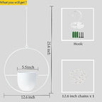 Hanging Planter Indoor Modern Boho Plant Pot Metal Wall and Ceiling Plant Holder, Mid Century Minimalist Flower Pot for Hanging Plants(White) - Image 2