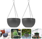 Milisten 2pcs Hanging Planters for Outdoor Plants Garden Hanging Rattan Basket Honeycomb Design Hanging Flower Pots with Hook for Indoors Plants - Image 6