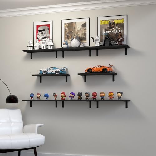 DOLLFIO Floating Wall Shelves, Decor & Storage, Black, 16.5'', 8Pcs - Image 5