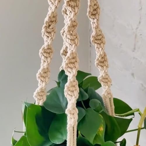 PILLOWPIA Macrame Plant Hanger 55" – Indoor Outdoor Hanging Planter Rack for Ceiling, Wall, or Window – Boho Rope Plant Holder for 10" Pots – Decorative Garden & Patio Plant Accessory – Periwinkle - Image 6