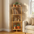 Corner Shelf Stand, 4 Tier Bamboo Corner Organizer, Narrow Tall Bookcase, Corner Shower Caddy, Plant Display Shelf, Open Storage Shelves for Living Room, Kitchen, Office, Balcony, Bathroom by Atoping