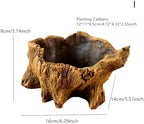 Artificial Driftwood Succulent Planter, Concrete Tree Stump Sculpture Rustic Cactus Plant Pot Retro Flower Pot for Herb, Succulent,Small Plants (I) - Image 5