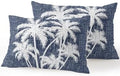 Outdoor Pillows Waterproof Set of 2, Tropical Palm Tree Patio Throw Pillows for Couch Bed Sofa with Insert, Vintage Dark Blue Exotic Botanical Plants Decorative Reading/Camping Pillow Set 12x20 Inch by Unknown