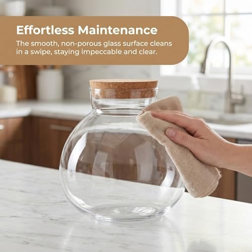 Alasum Glass Terrarium Bottle with Cork Lid Round DIY Empty Bottle for Micro Landscape Creations Plant Terrarium Moss Crafts Home Decor Accent 6.29 X 5.90 X 5.90 in - Image 7