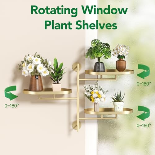 Window Plant Shelf, Wall Mounted Rotating Plant Holder Indoor - Image 6