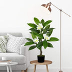 Briful Artificial Plants Indoor 26.77'' Fake Tropical Plumeria Flowers Tree Plants in Black Pot Hawaiian White Plumeria Rubra Faux Frangipani Tree Floor Plant for Home Office Wedding Decor - Image 4