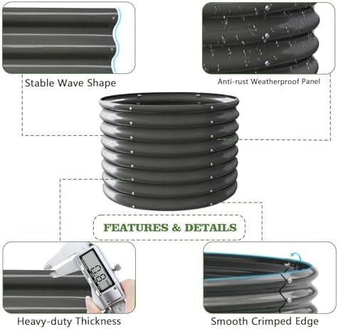 Anleolife 2-Pack 3ft x 24in Round Raised Garden Beds, Quartz Grey - Image 3