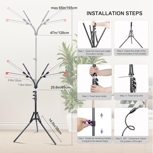 FRGROW 6Head Grow Light with Stand for Tall and Large Indoor Plants - Image 6