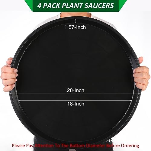 PATIKIL 4 Pack Plastic Plant Saucer, 20 Inch Plant Tray for Pots Round Plant Dish Plant Drip Trays Water Tray for Indoors Outdoors Garden, Black - Image 2
