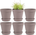 Yishang Large Terra Cotta Pots with Saucer- 6 Pack Large 6'' Terra Cotta Plant Pot with Drainage Hole, Flower Pot with Tray, Terracotta Pot for Indoor Outdoor Plant(Grey) by Yishang