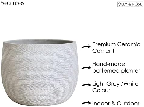 Olly & Rose Barcelona Ceramic Plant Pot Large 25cm 10 Inch - Light Grey Off White Flower Pots - Indoor & Outdoor Planters - Image 7