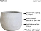 Olly & Rose Barcelona Ceramic Plant Pot Large 25cm 10 Inch - Light Grey Off White Flower Pots - Indoor & Outdoor Planters - Image 7